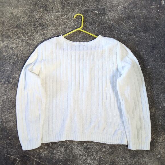 Vintage Alfred Dunner Sweater Womens L White Floral Embroidered Cottage Knit - Picture 3 of 8